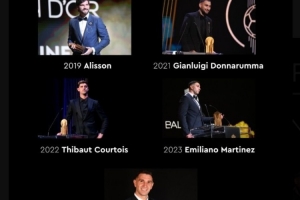 今年谁获奖？官方回顾历届雅辛奖：大马丁两连庄，首届得主阿利森