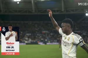 传射建功，西甲官方：维尼修斯当选皇马4-1莱万特全场最佳