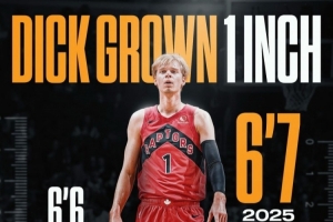 这你受的了吗？迪克官方身高数据比上赛季高了1英寸 现在201CM