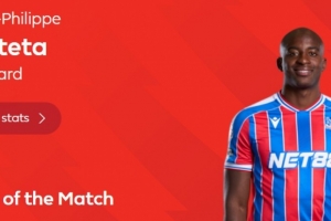 上演帽子戏法，英超官方：马特塔当选水晶宫3-3伯恩茅斯最佳球员