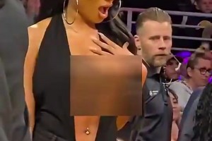 这尺度必须打码了！克莱女友马冬梅此前观战湖人比赛，超性感穿着惊艳全场🙈